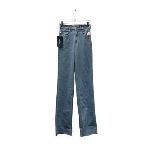 Matcha Jeans Wide Leg Tall High Rise Women Size S Light Blue New Raw Hem